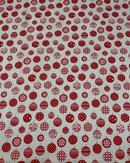 COTONE 100% - 183 PALLINE ROSSE FONDO BEIGE