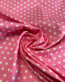 COTONE 100% - 203 STELLINE BIANCHE FONDO ROSA