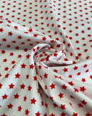 COTONE 100% - 204 STELLINE ROSSE FONDO BIANCO