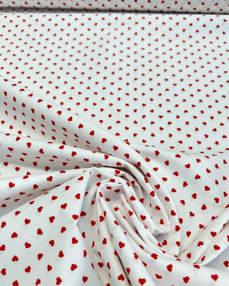 COTONE 100% - 231 CUORE ROSSO FONDO BIANCO