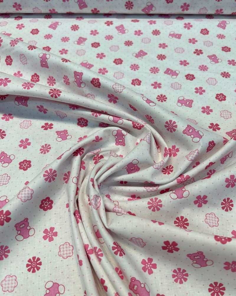 COTONE 100% - 239 ORSETTO ROSA FONDO MICROPOIS