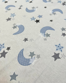 COTONE 100% H 240CM - 243 LUNA E STELLE CELESTE FONDO BIANCO