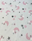 COTONE 100% H 240CM - 244 LUNA E STELLE ROSA FONDO BIANCO