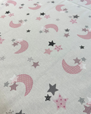 COTONE 100% H 240CM - 244 LUNA E STELLE ROSA FONDO BIANCO