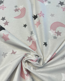 COTONE 100% H 240CM - 244 LUNA E STELLE ROSA FONDO BIANCO