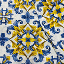 COTONE ARREDAMENTO - MAIOLICHE GIALLO/BLU 238 - DUE VARIANTI