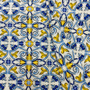 COTONE ARREDAMENTO - MAIOLICHE GIALLO/BLU 238 - DUE VARIANTI