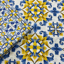 COTONE ARREDAMENTO - MAIOLICHE GIALLO/BLU 238 - DUE VARIANTI