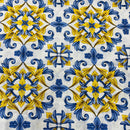 COTONE ARREDAMENTO - MAIOLICHE GIALLO/BLU 238 - DUE VARIANTI