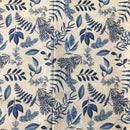 COTONE ARREDAMENTO - 290 FOGLIE BLU FONDO BEIGE