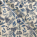 COTONE ARREDAMENTO - 290 FOGLIE BLU FONDO BEIGE