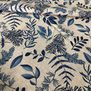 COTONE ARREDAMENTO - 290 FOGLIE BLU FONDO BEIGE