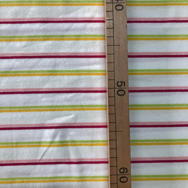 JERSEY DI COTONE - RIGA ROSA/VERDE/GIALLO