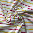 JERSEY DI COTONE - RIGA ROSA/VERDE/GIALLO