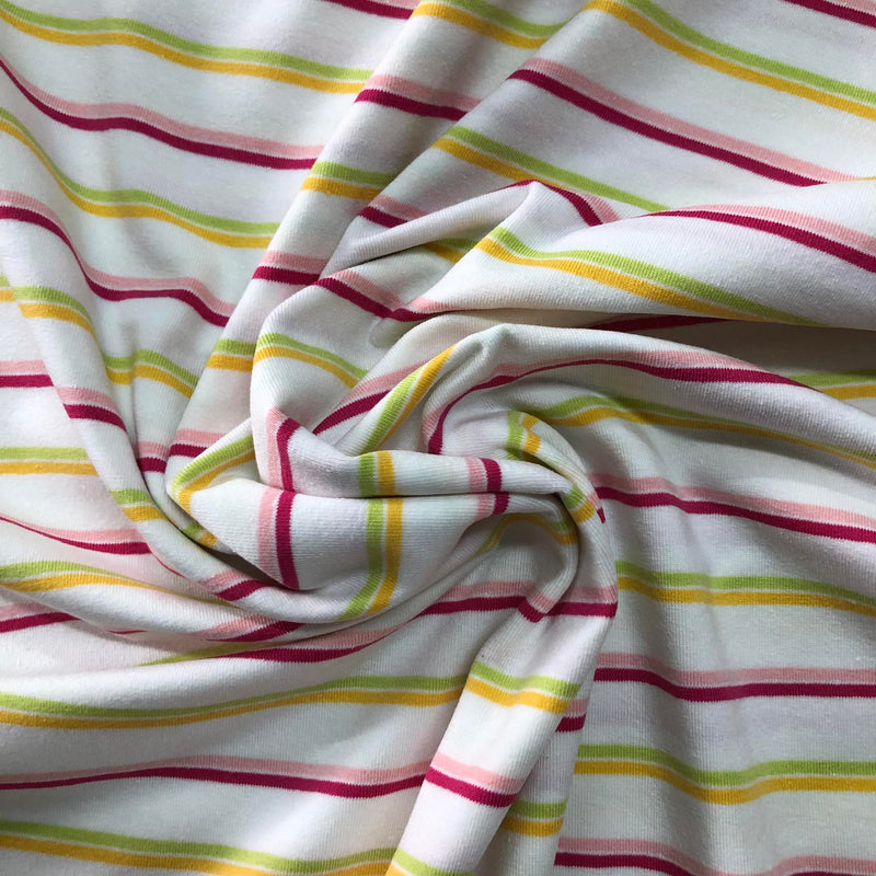 JERSEY DI COTONE - RIGA ROSA/VERDE/GIALLO