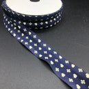 SBIECO COTONE H 25MM - CUORE E FIORELLINO FONDO BLU