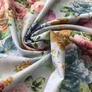 COTONE ARREDAMENTO - 323 FIORI COLORATI FONDO VERDE CHIARO