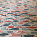 COTONE ARREDAMENTO - 347 PESCI ROSSI E BLU FONDO MICROPOIS GRIGIO