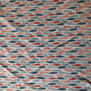 COTONE ARREDAMENTO - 347 PESCI ROSSI E BLU FONDO MICROPOIS GRIGIO