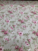 COTONE ARREDAMENTO - 364 FIORE ROSA FONDO BEIGE