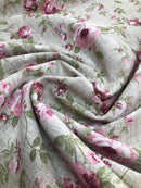 COTONE ARREDAMENTO - 364 FIORE ROSA FONDO BEIGE