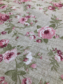 COTONE ARREDAMENTO - 364 FIORE ROSA FONDO BEIGE