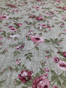 COTONE ARREDAMENTO - 364 FIORE ROSA FONDO BEIGE