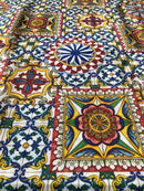 COTONE ARREDAMENTO - 371 MATTONELLA BLU/GIALLO