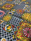 COTONE ARREDAMENTO - 372 MATTONELLA SOLE VERDE/BLU