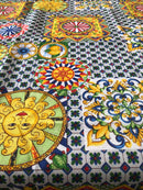 COTONE ARREDAMENTO - 372 MATTONELLA SOLE VERDE/BLU