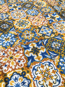 COTONE ARREDAMENTO - 379 MATTONELLA SENAPE/BLU