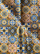 COTONE ARREDAMENTO - 379 MATTONELLA SENAPE/BLU