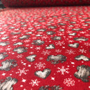 COTONE ARREDAMENTO - 390 CUORE FIOCCO DI NEVE FONDO ROSSO