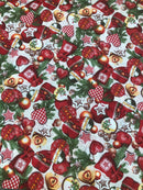 COTONE ARREDAMENTO - 400 CUORI STELLE QUADRETTO ROSSO