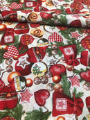 COTONE ARREDAMENTO - 400 CUORI STELLE QUADRETTO ROSSO