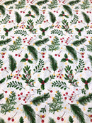 COTONE ARREDAMENTO - 408 FOGLIE DI PINO E BACCHE ROSSE