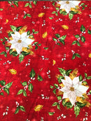 COTONE ARREDAMENTO - 453 STELLA DI NATALE BIANCA FONDO ROSSO