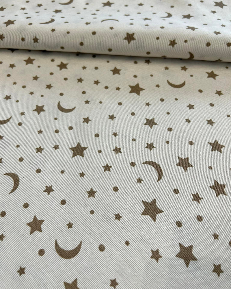 COTONE ARREDAMENTO - 497 LUNA E STELLA BEIGE FONDO BIANCO