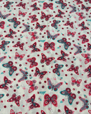 COTONE ARREDAMENTO - 547 FARFALLE ROSA/TURCHESE FONDO BIANCO