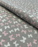 COTONE ARREDAMENTO - 550 FARFALLE ROSA FONDO GRIGIO