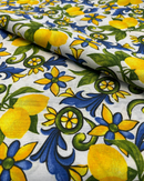 COTONE ARREDAMENTO - 552 MAIOLICHE E LIMONI BLU/GIALLO