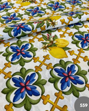 COTONE ARREDAMENTO - 559 MAIOLICHE E LIMONI VERDE E BLU