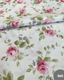 COTONE ARREDAMENTO - 560 ROSA FOGLIA VERDE FONDO PANNA