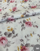 COTONE ARREDAMENTO - 561 ROSA FOGLIA GRIGIA FONDO PANNA
