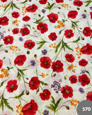 COTONE ARREDAMENTO - 570 PAPAVERO ROSSO FOGLIOLINA VERDE