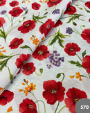 COTONE ARREDAMENTO - 570 PAPAVERO ROSSO FOGLIOLINA VERDE