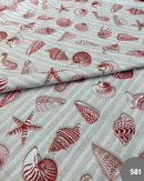 COTONE ARREDAMENTO - 581 CONCHIGLIA E STELLA MARINA ROSSO FONDO RIGA BEIGE