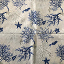 COTONE ARREDAMENTO - CORALLI BLU FONDO BEIGE 275