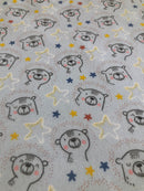 FLANELLA DI COTONE - ORSETTO E STELLINE - DUE VARIANTI