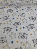 FLANELLA DI COTONE - ORSETTO E STELLINE - DUE VARIANTI